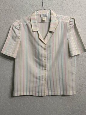 Scott Pastel Striped Short Sleeve Button-Front Shirt